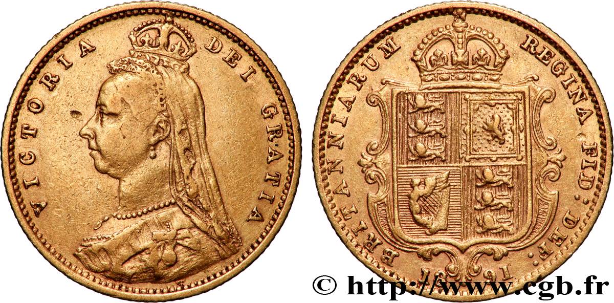 GOLD, PALLADIUM & PLATINUM INVESTMENT 1/2 Souverain Victoria “buste du jubilé” 1891 Londres XF 