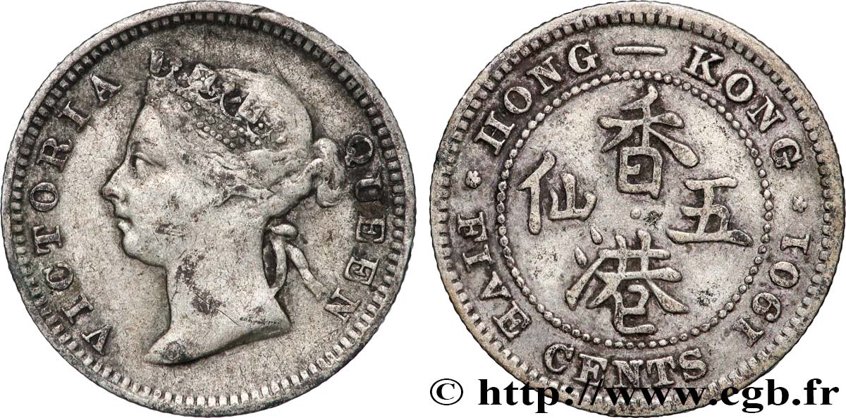 HONGKONG 5 Cents Victoria 1901 Londres fSS 
