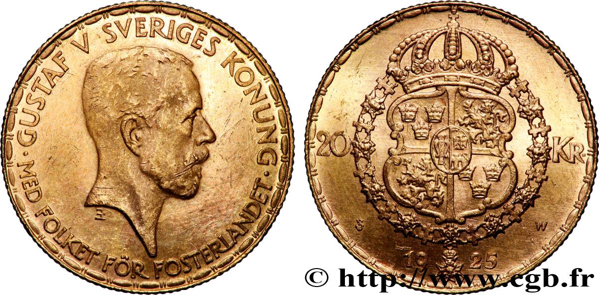 SUÈDE 20 Kronor Gustave V 1925 Kungsholmen SUP 