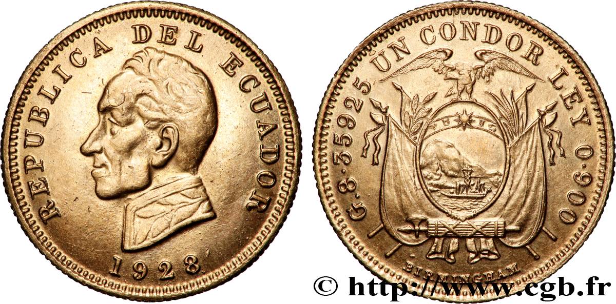 ÉQUATEUR 1 Condor 1928 Heaton TTB+ 