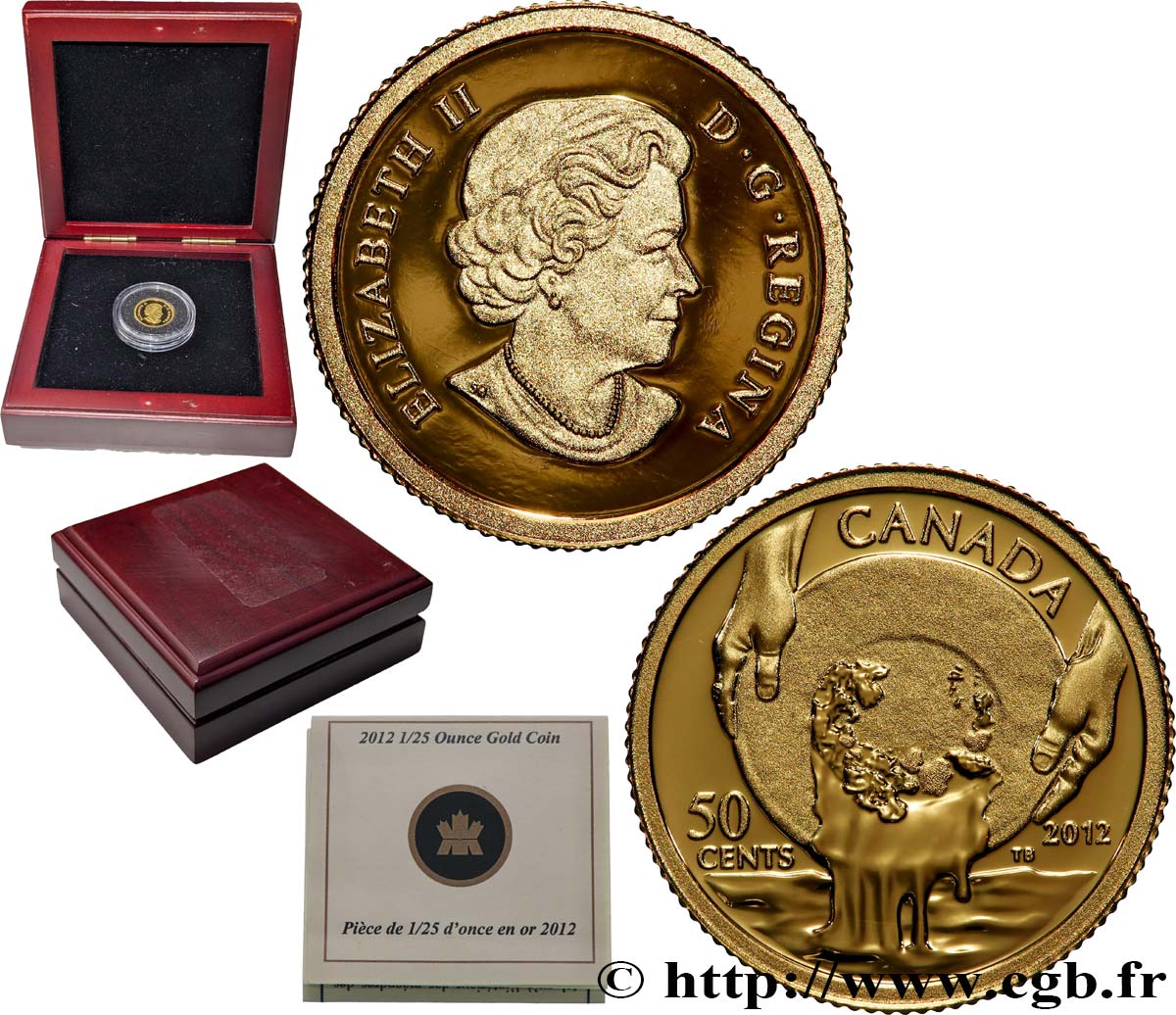 CANADA 50 Cents (1/25 Once) 150e anniversaire de la ruée vers l’or de Cariboo 2012 Ottawa SUP 