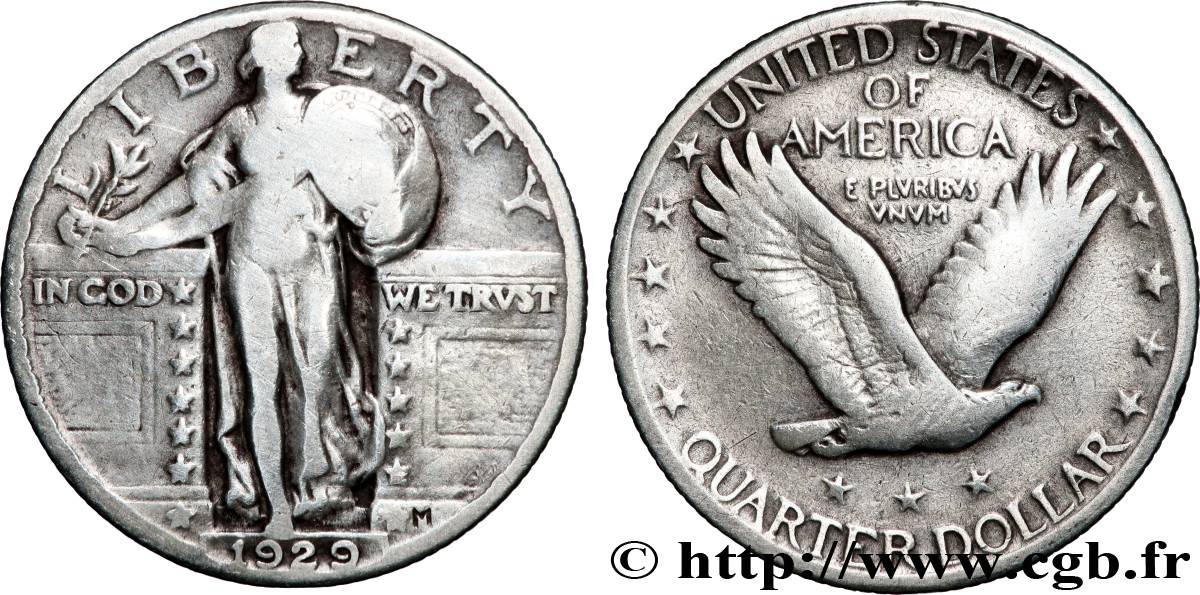 UNITED STATES OF AMERICA 1/4 Dollar Liberté 1929 Philadelphie VF 