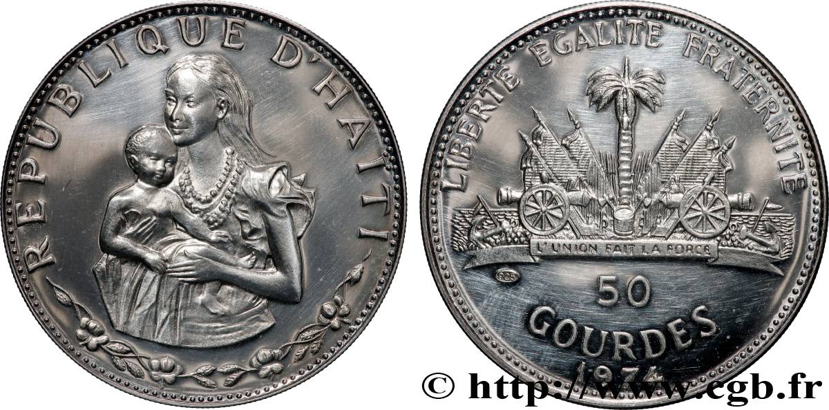 HAÏTI 50 Gourdes Proof femme t enfant 1974 Ottawa SPL 