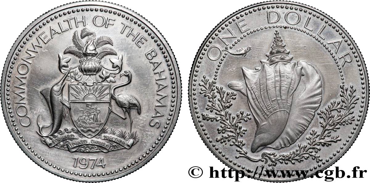 BAHAMAS 1 Dollar Proof Conche 1974 Franklin Mint fST 