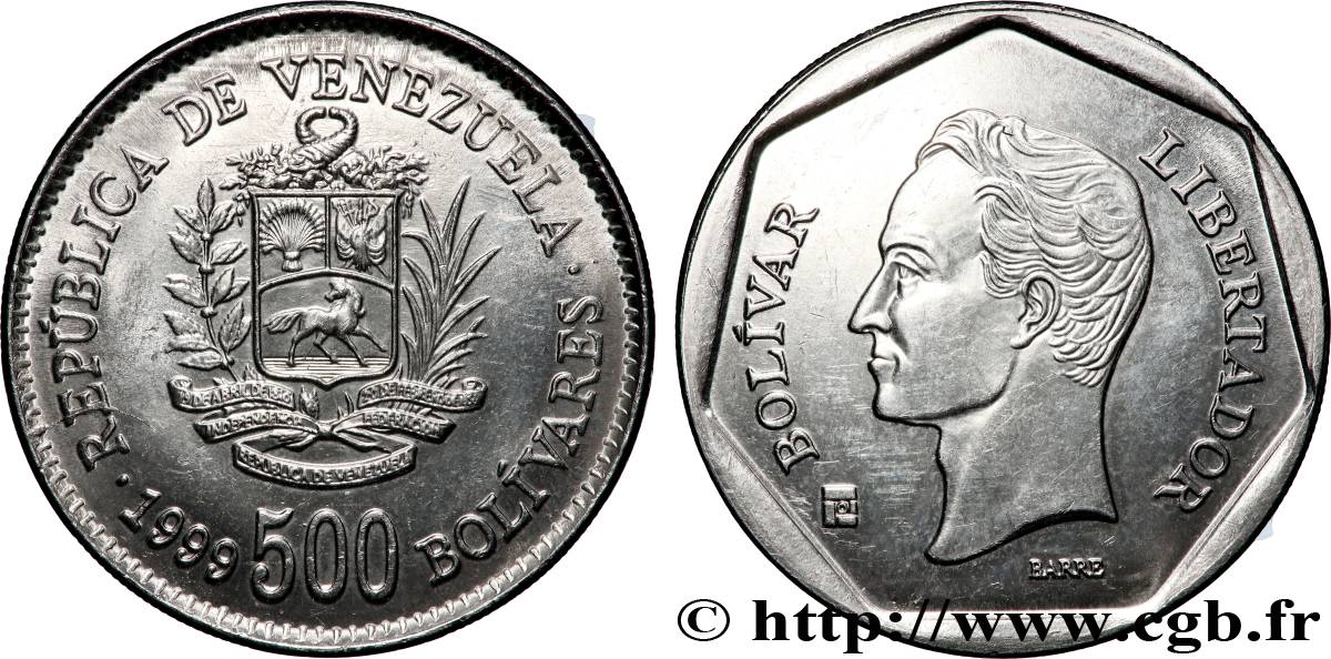 VENEZUELA 500 Bolivares emblème / Bolivar 1998  VZ 