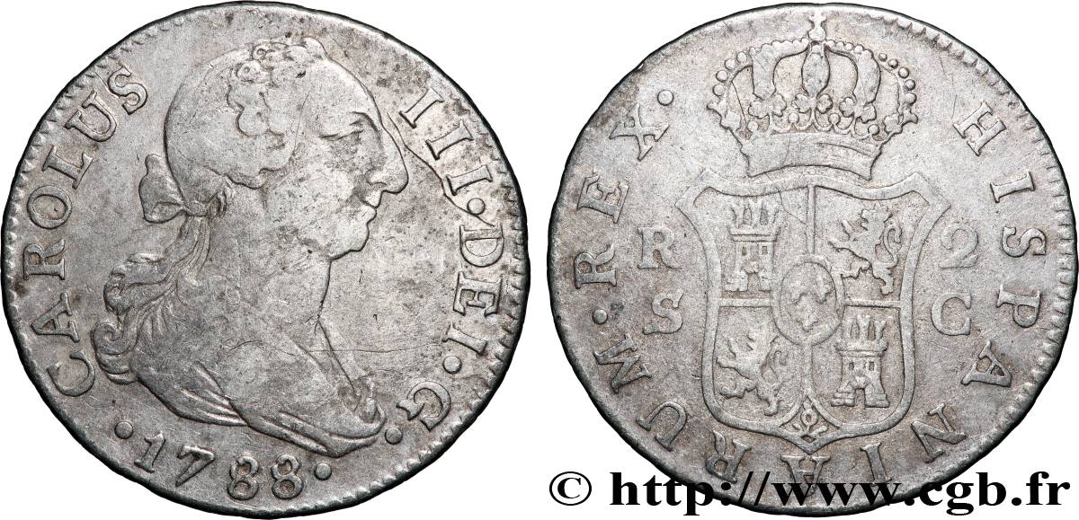 SPANIEN 2 Reales Charles III 1788 Séville S 