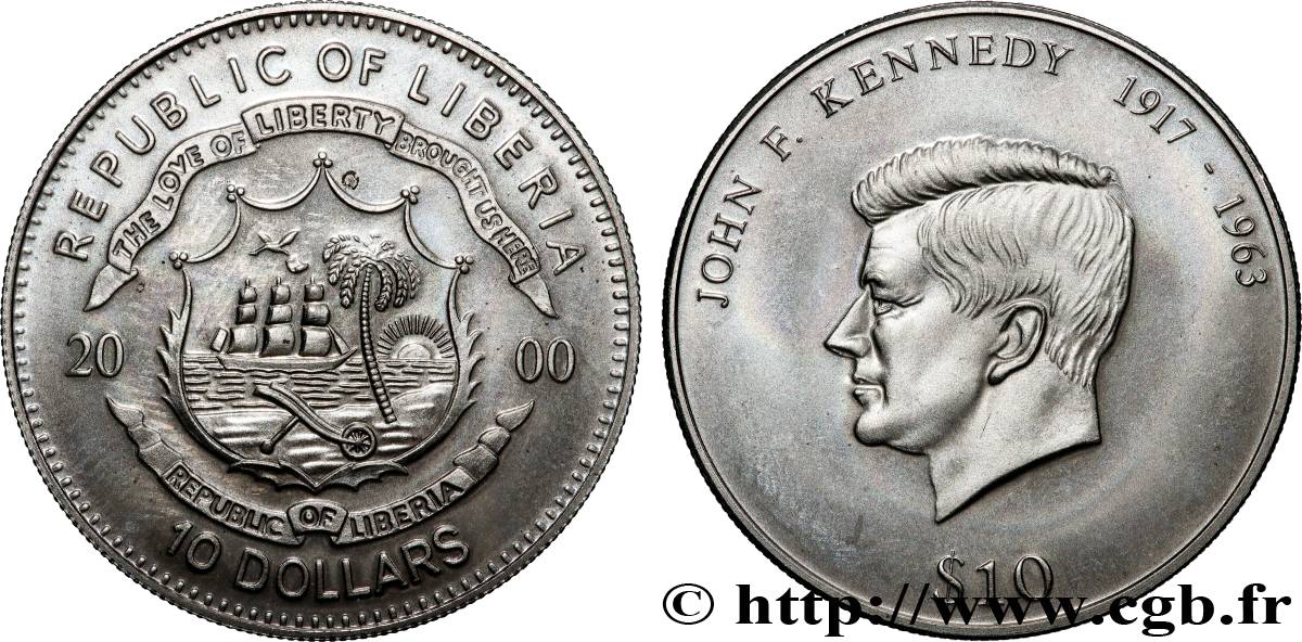 LIBERIA 10 Dollars John F. Kennedy 2000  ST 