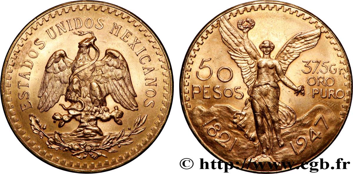 OR, PALLADIUM ET PLATINE INVESTISSEMENT 50 Pesos or 1947 Mexico SPL 