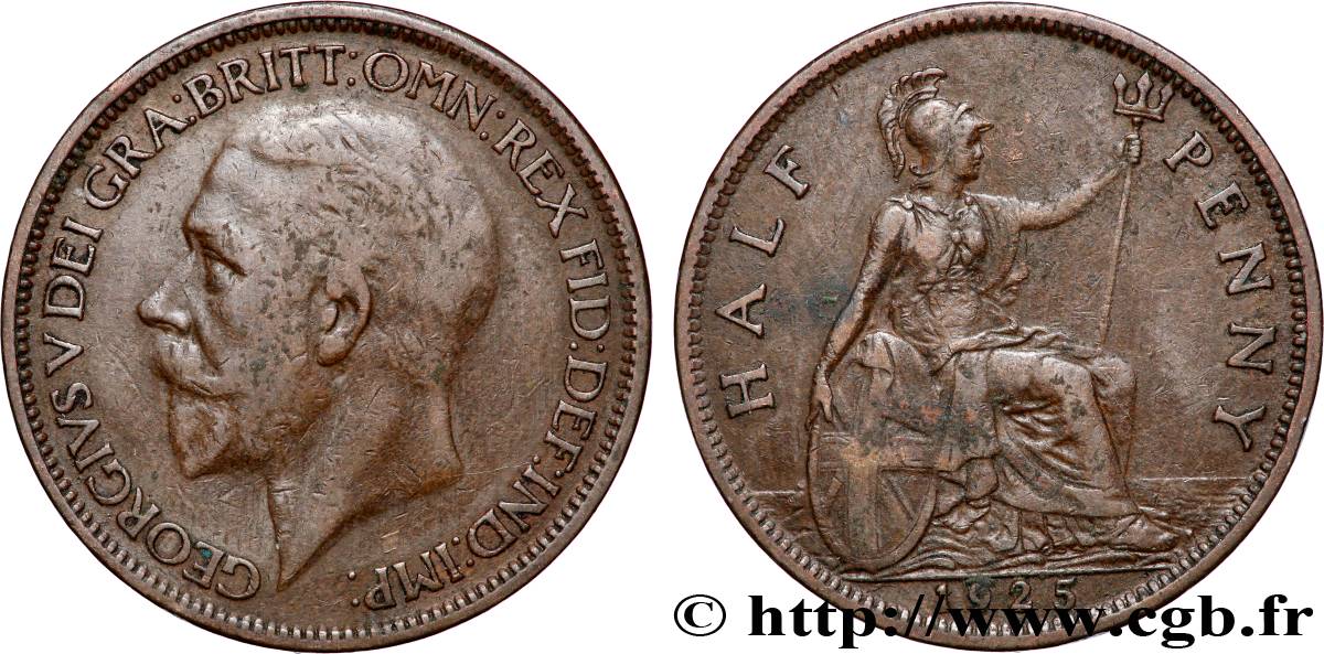 UNITED KINGDOM 1/2 Penny Georges V 1925 Londres VF 