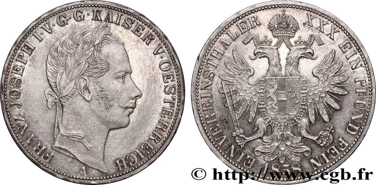 AUTRICHE - FRANÇOIS-JOSEPH Ier 1 Thaler 1858 Vienne SUP 