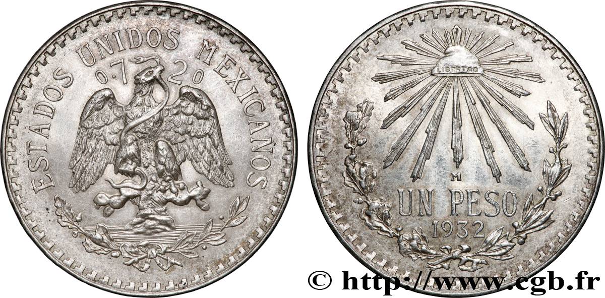 MEXIQUE 1 Peso 1932 Mexico SUP 
