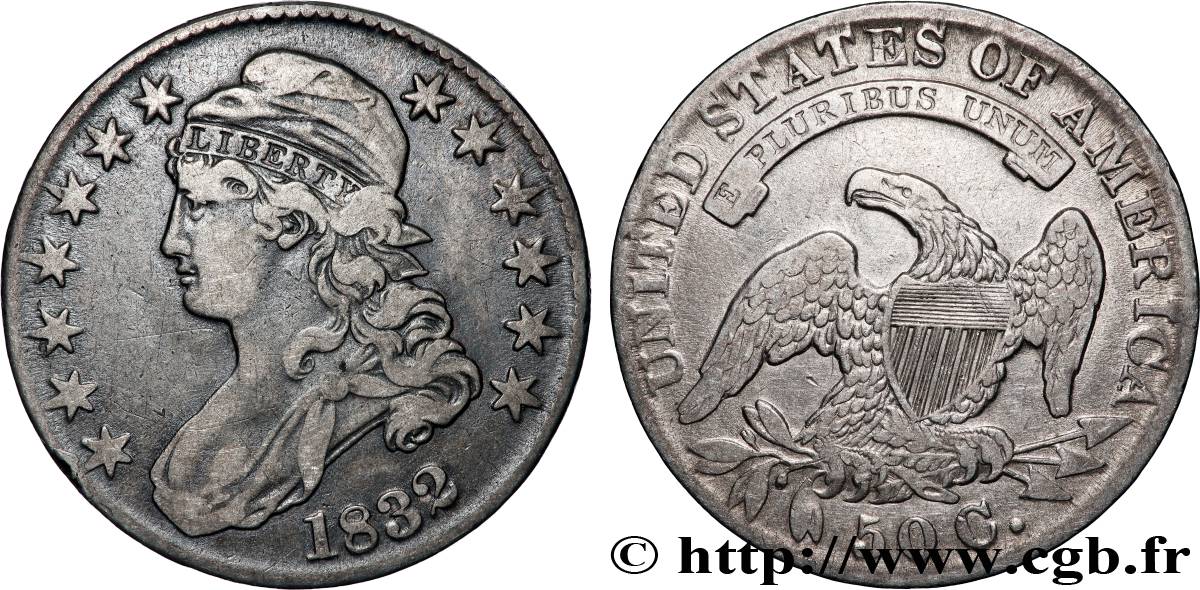 VEREINIGTE STAATEN VON AMERIKA 50 Cents (1/2 Dollar) type “Capped Bust” 1832 Philadelphie SS 