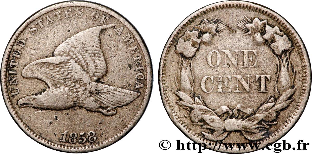UNITED STATES OF AMERICA 1 Cent “Flying Eagle” variété à petites lettres 1858 Philadelphie VF 
