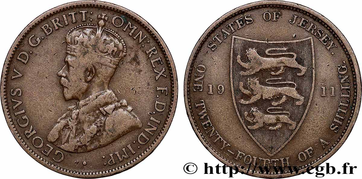 JERSEY 1/24 Shilling Georges VI 1911 Londres TB+ 