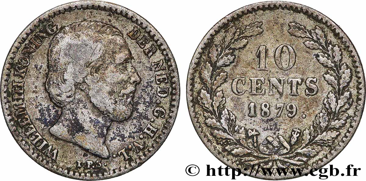 PAíSES BAJOS 10 Cents Guillaume III 1879 Utrecht BC 