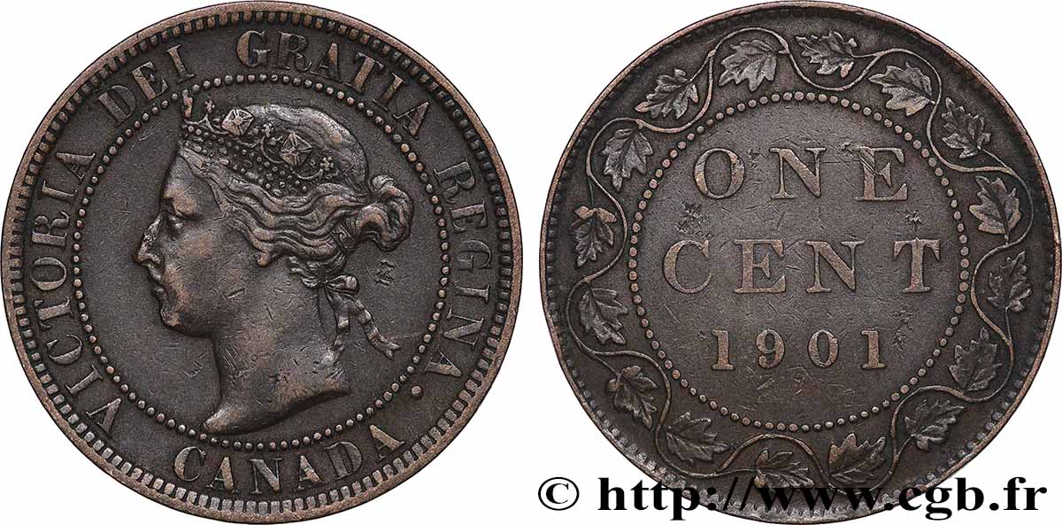 CANADA 1 Cent Victoria 1901  TTB 