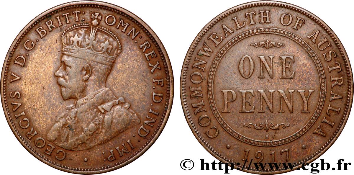 AUSTRALIA 1 Penny Georges V 1917 Calcutta VF 