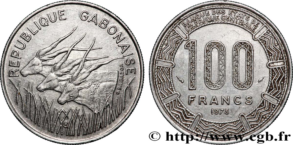 GABON 100 Francs type “BEAC” 1975 Paris TTB+ 