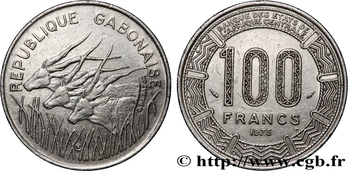GABON 100 Francs type “BEAC” 1975 Paris TTB+ 