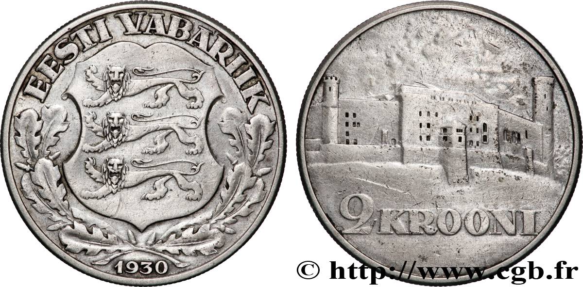 ESTONIE 2 Krooni Forteresse de Tallinn 1930  TTB+ 