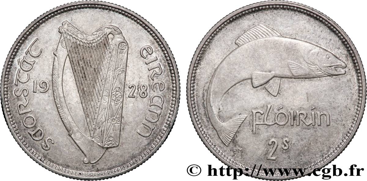 IRLANDE - ETAT LIBRE 2 Schilling / 1 Florin  1928  TTB+ 