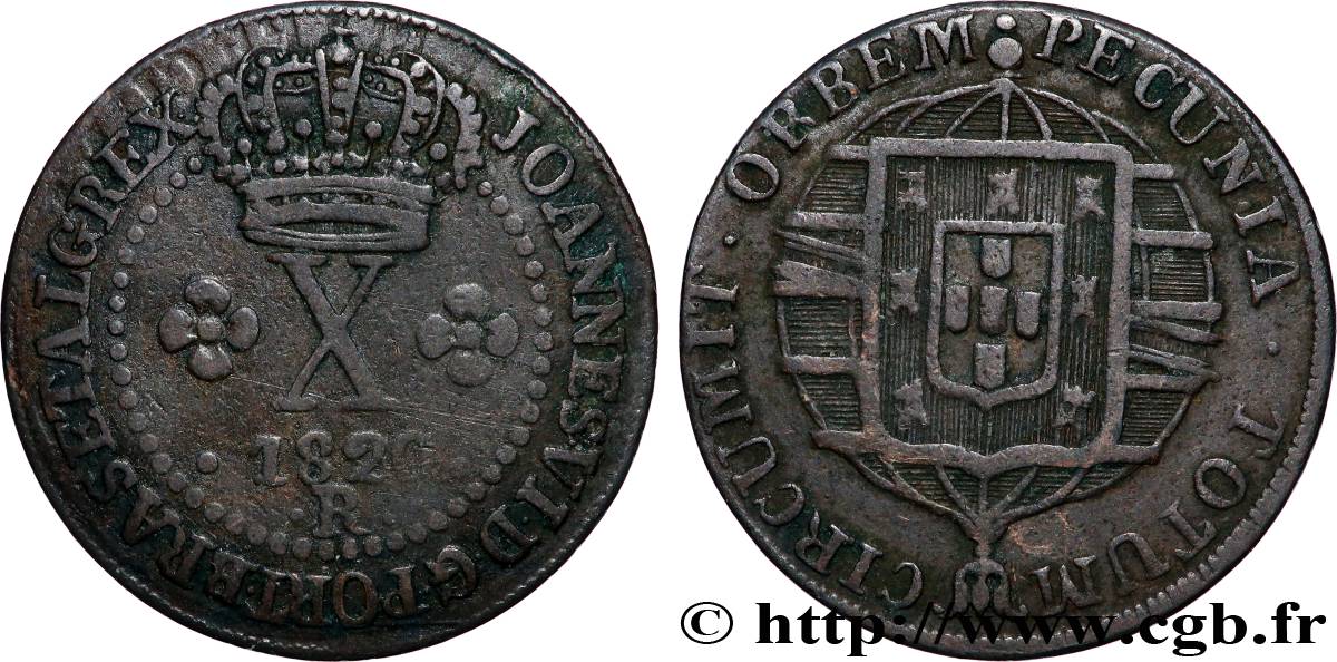 BRÉSIL 10 Reis Jean VI (Joao) 1820 Rio de Janeiro TTB 