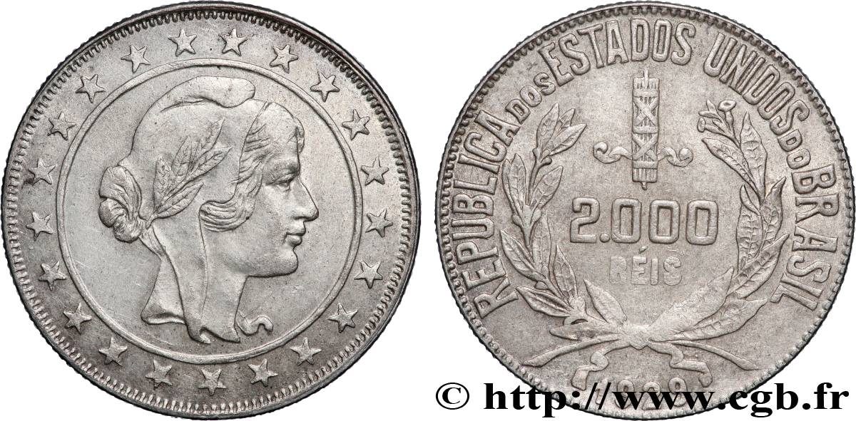 BRÉSIL 2000 Reis “Liberté” 1929  TTB+ 