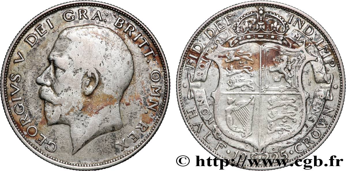 UNITED KINGDOM 1/2 Crown Georges V / blason 1925  VF 