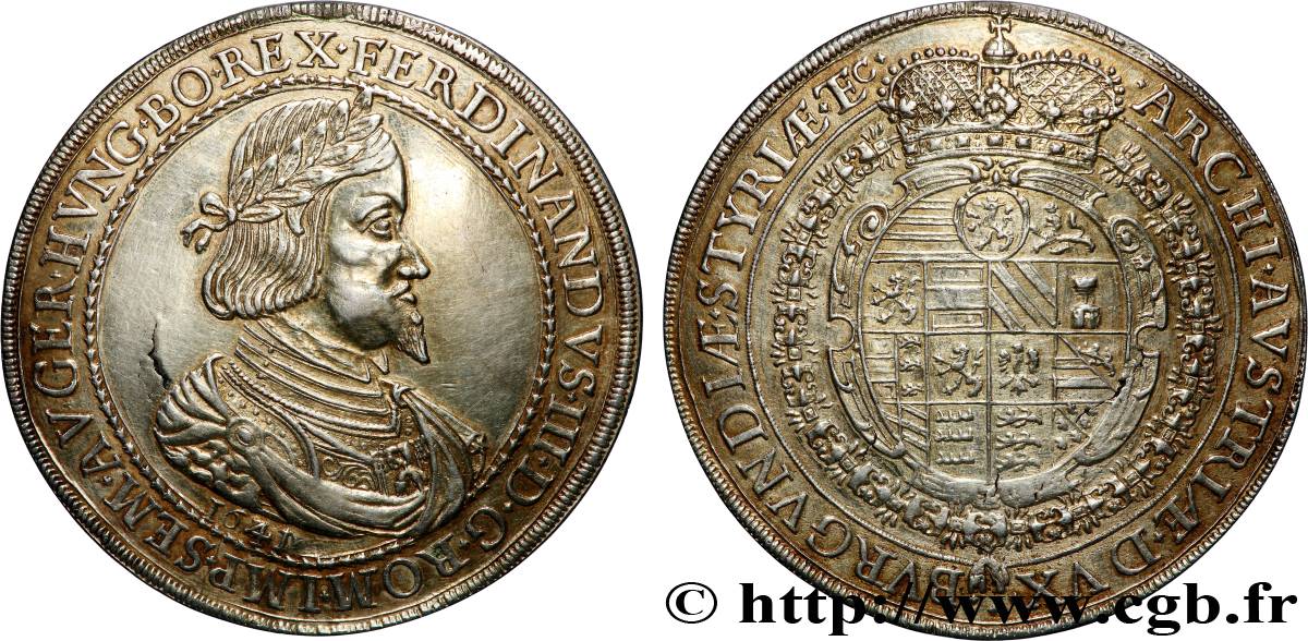 AUTRICHE - FERDINAND III 2 Thaler  1641 Graz TTB+ 