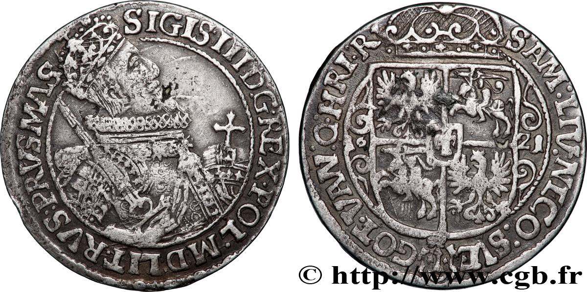 POLEN 1/4 de thaler Sigismond III Vasa 1621 Cracovie SS 