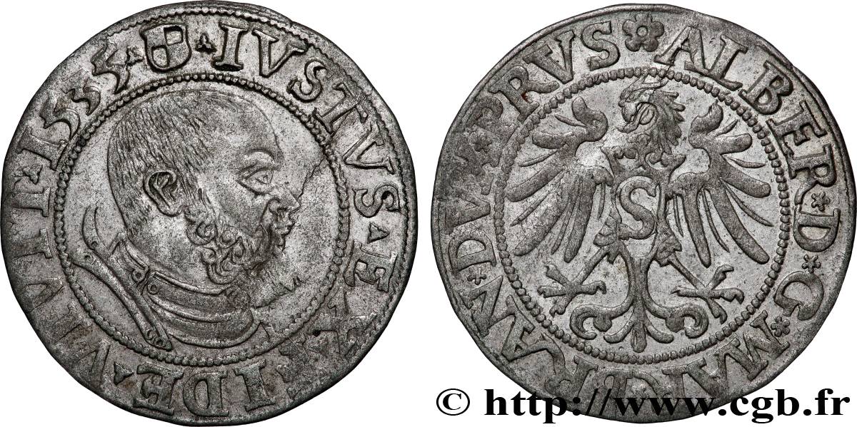 SAINT-EMPIRE ROMAIN GERMANIQUE - PRUSSE - ALBRECHT DE BRANDENBURG 1 Groschen 1535 Königsberg TTB 