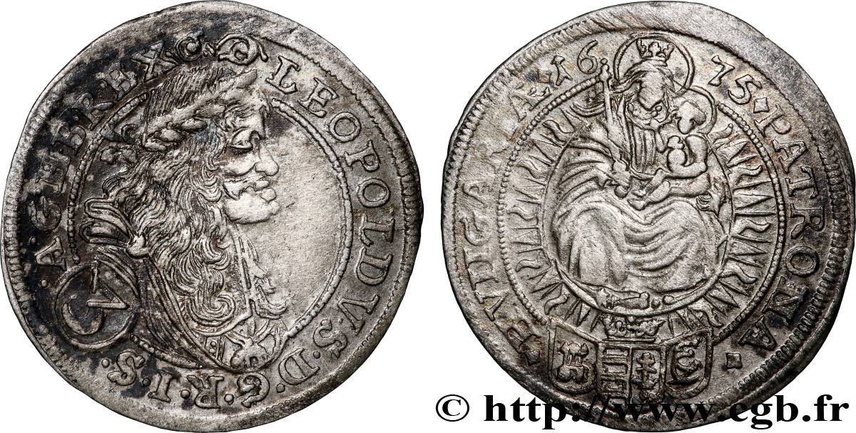 HONGRIE 3 Kreuzer Léopold Ier d’Autriche 1675 Kremnitz TTB 