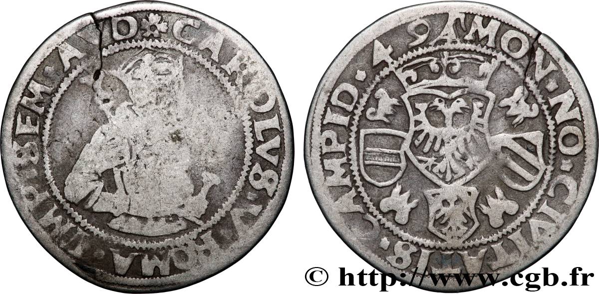 ALLEMAGNE - VILLE DE KEMPTEN - CHARLES V 1/4 Thaler 1549 Kempten TB/TB+ 
