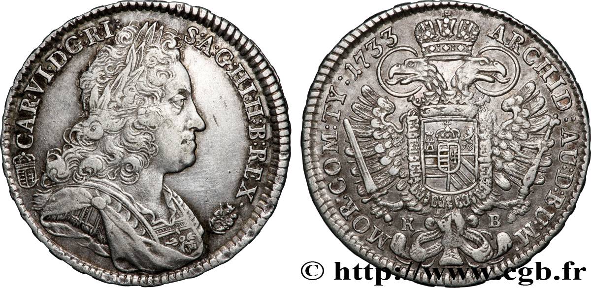 AUTRICHE - CHARLES VI 1/2 Thaler 1733 Hall TTB+ 