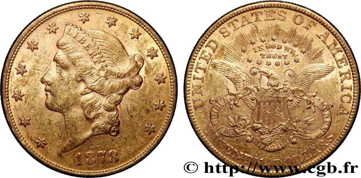 GOLD-, PALLADIUM- UND PLATIN-INVESTITIONEN 20 Dollars  Liberty  1878 Philadelphie SS 