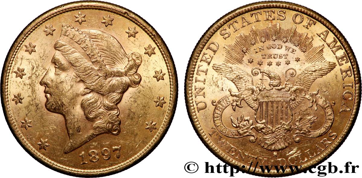 GOLD-, PALLADIUM- UND PLATIN-INVESTITIONEN 20 Dollars  Liberty  1897 San Francisco SS 
