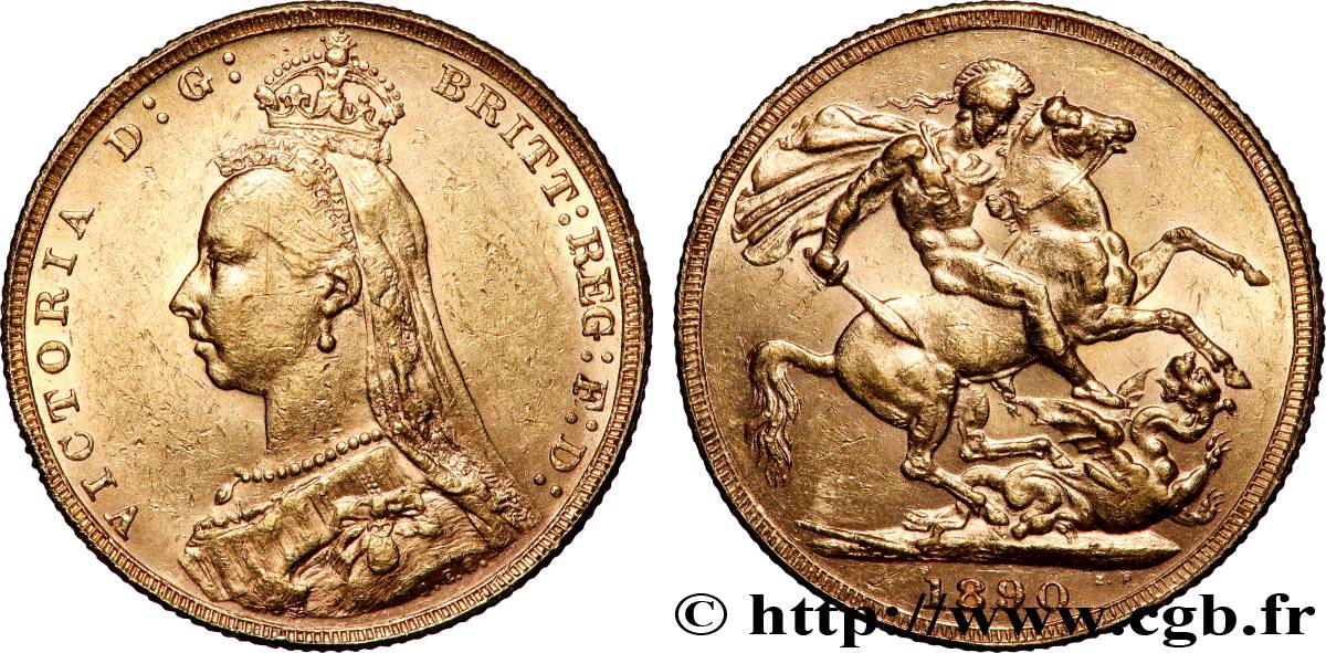 OR, PALLADIUM ET PLATINE INVESTISSEMENT 1 Souverain Victoria buste du jubilé 1890 Londres TTB+ 