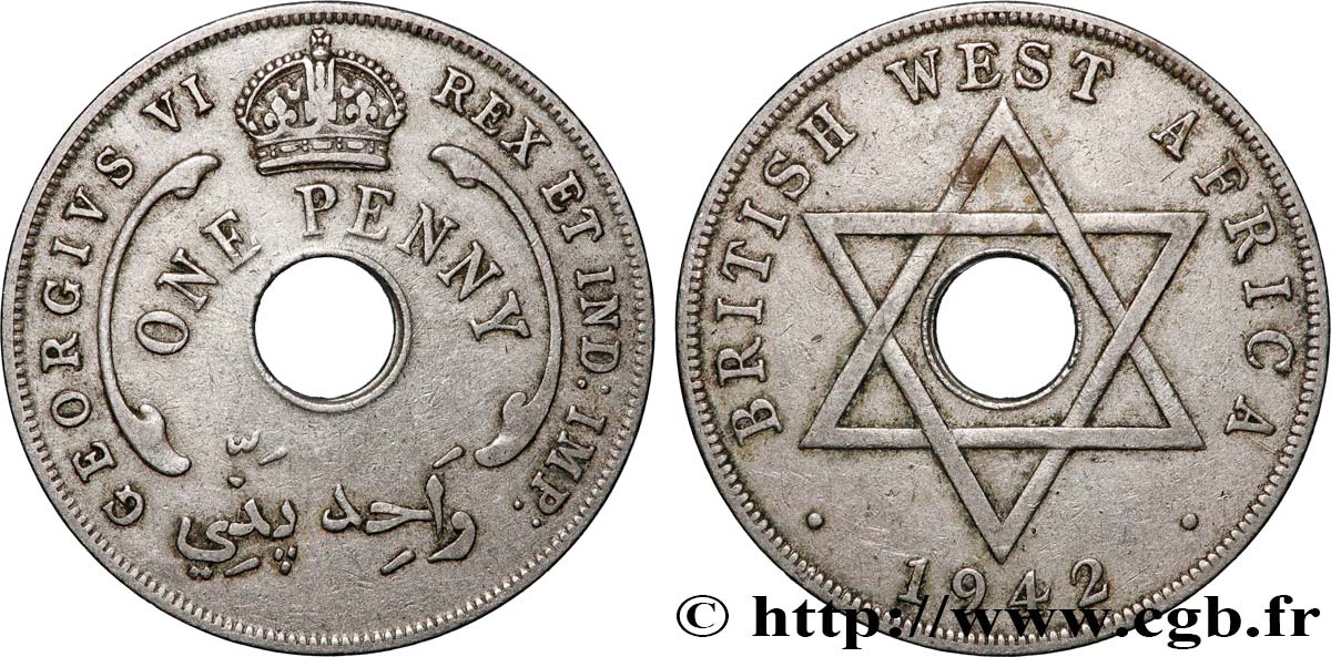 BRITISH WEST AFRICA 1 Penny Georges VI 1942 Londres XF 