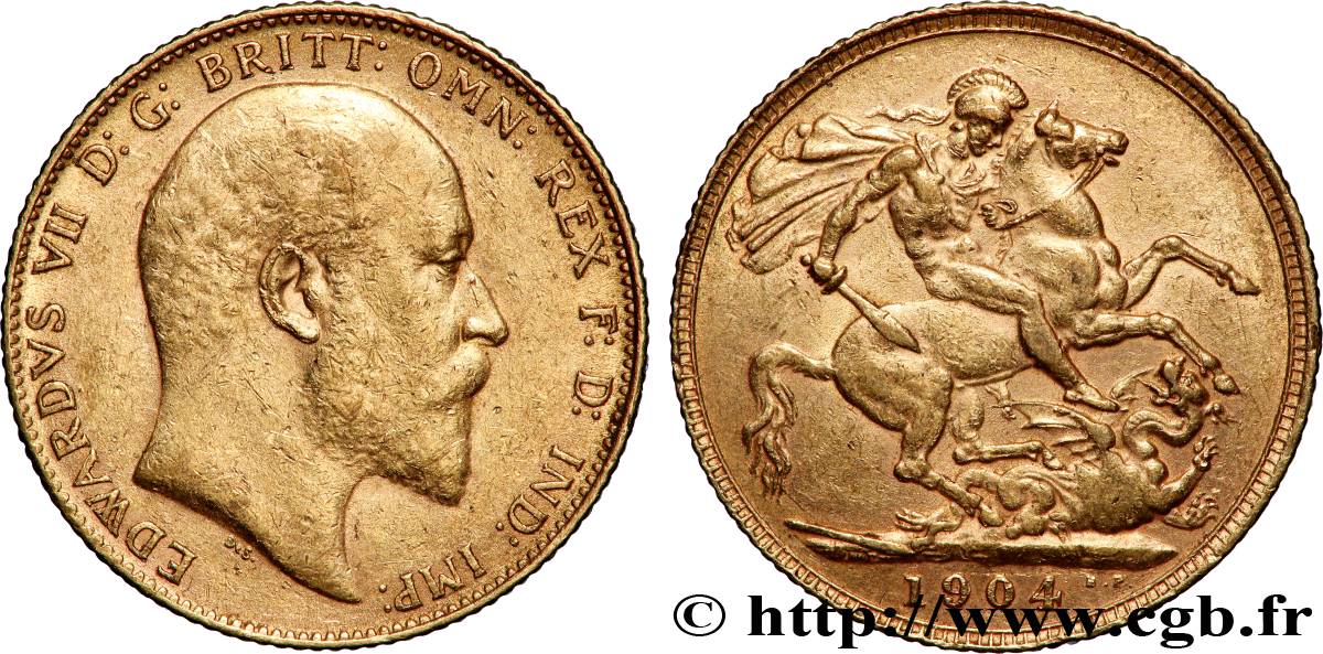 GOLD-, PALLADIUM- UND PLATIN-INVESTITIONEN 1 Souverain Edouard VII 1904 Londres SS 