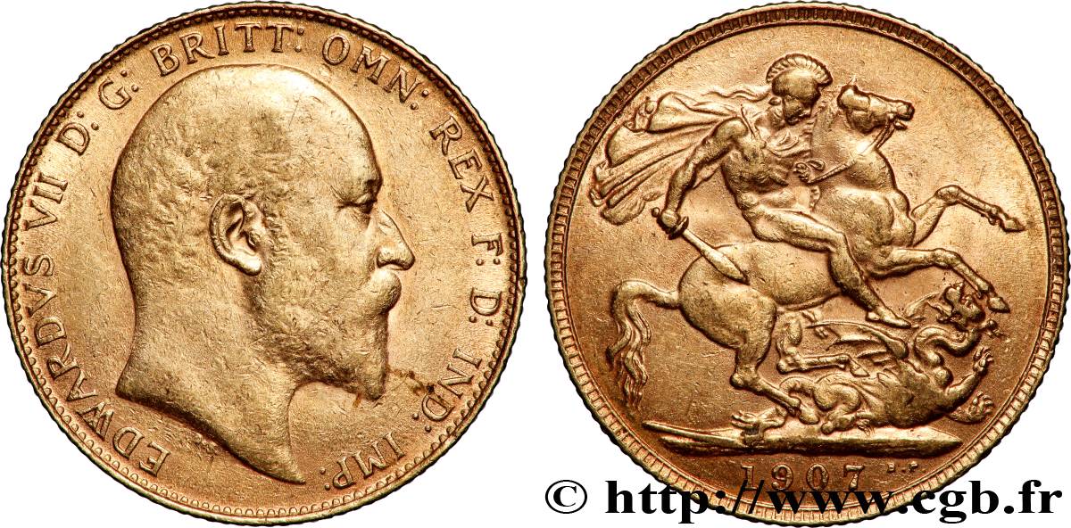OR, PALLADIUM ET PLATINE INVESTISSEMENT 1 Souverain Edouard VII 1907 Londres TTB 