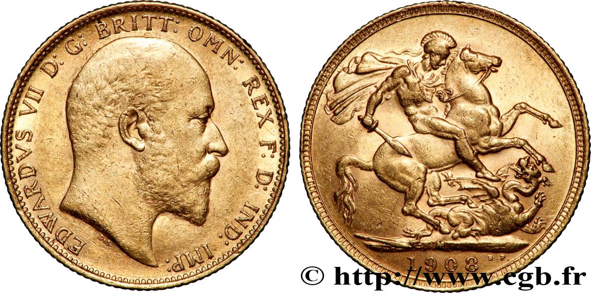 GOLD-, PALLADIUM- UND PLATIN-INVESTITIONEN 1 Souverain Edouard VII 1908 Melbourne fVZ 