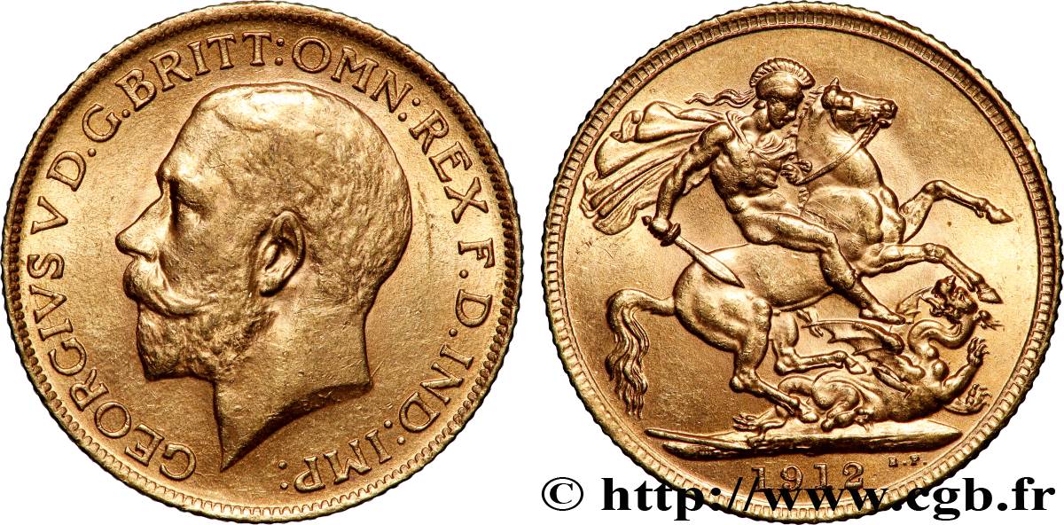 OR, PALLADIUM ET PLATINE INVESTISSEMENT 1 Souverain Georges V 1912 Londres SUP 