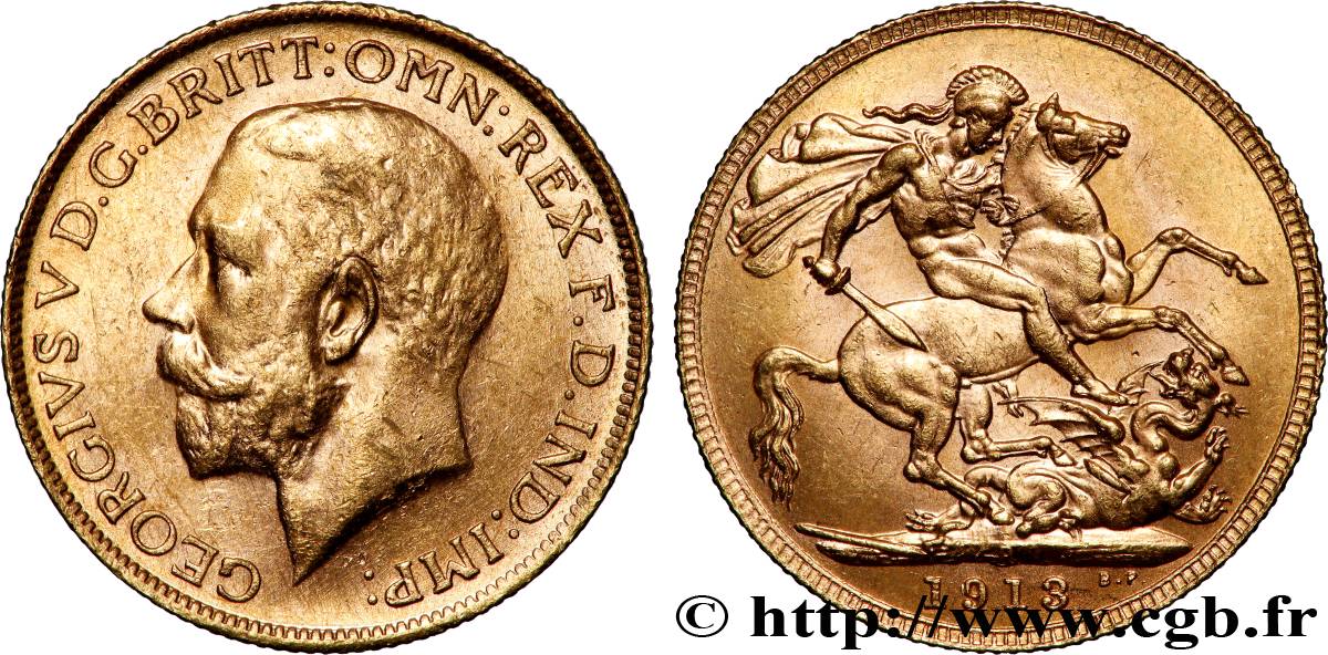 GOLD-, PALLADIUM- UND PLATIN-INVESTITIONEN 1 Souverain Georges V 1913 Perth fVZ 