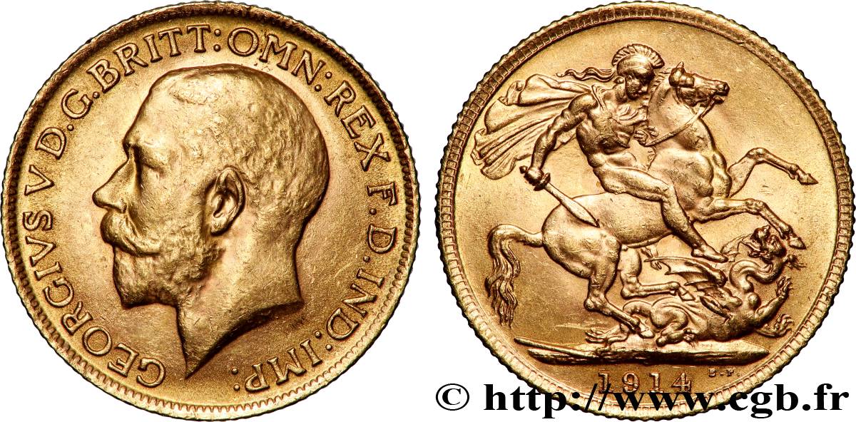 GOLD-, PALLADIUM- UND PLATIN-INVESTITIONEN 1 Souverain Georges V 1914 Londres fVZ 