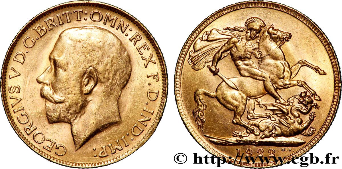 ORO, PALADIO Y PLATINO INVERSIÓN 1 Souverain Georges V 1922 Perth MBC+ 