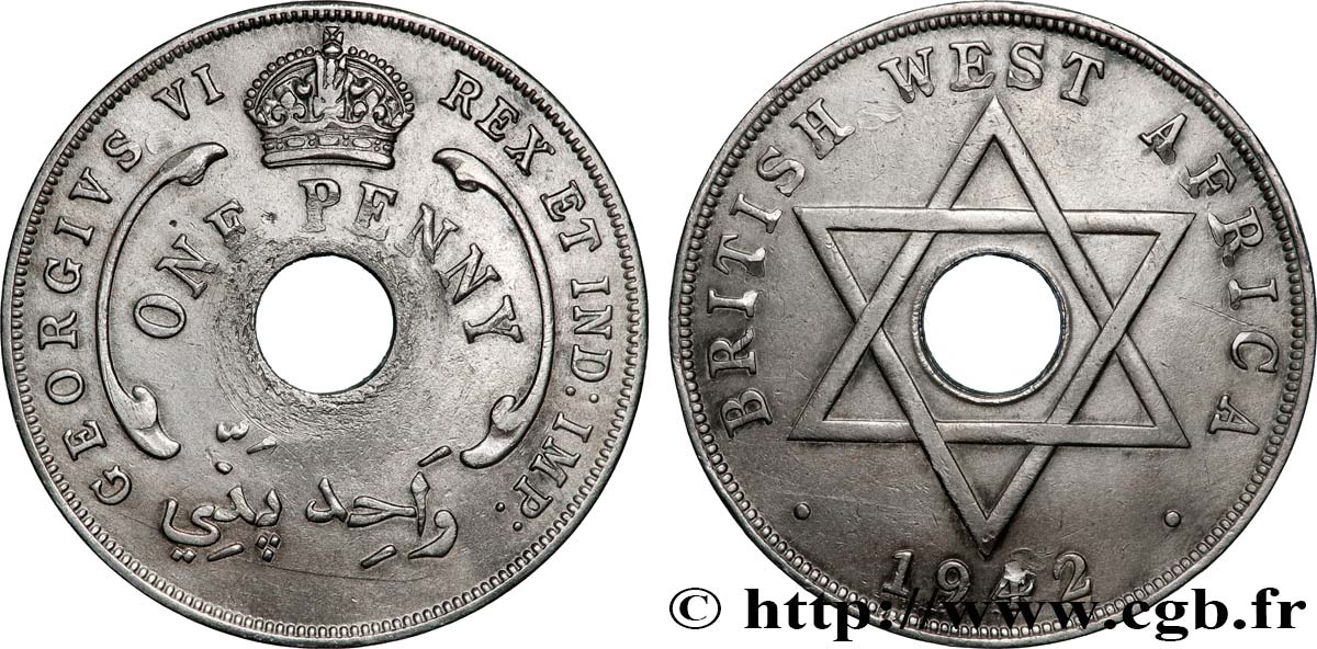 AFRIQUE OCCIDENTALE BRITANNIQUE 1 Penny Georges VI 1942 Londres TTB 