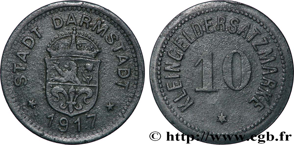 GERMANY - Notgeld 10 Pfennig Darmstadt 1917  XF 