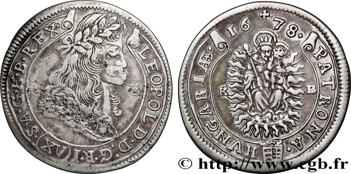 HONGRIE - ROYAUME DE HONGRIE - LÉOPOLD Ier  15 Kreuzer 1674 Kremnitz TTB 