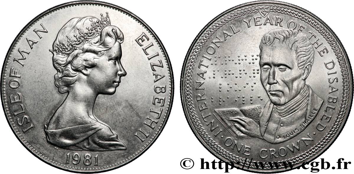 ISOLA DI MAN 1 Crown année internationale des personnes handicapées : Louis Braille 1981  SPL 