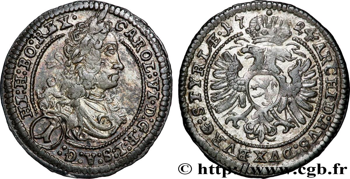 AUTRICHE - CHARLES VI 1 Kreuzer  1724 Munich TTB 